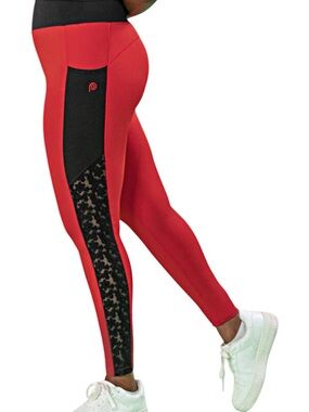 POP Fit Red Lace Inset Leggings size 4x